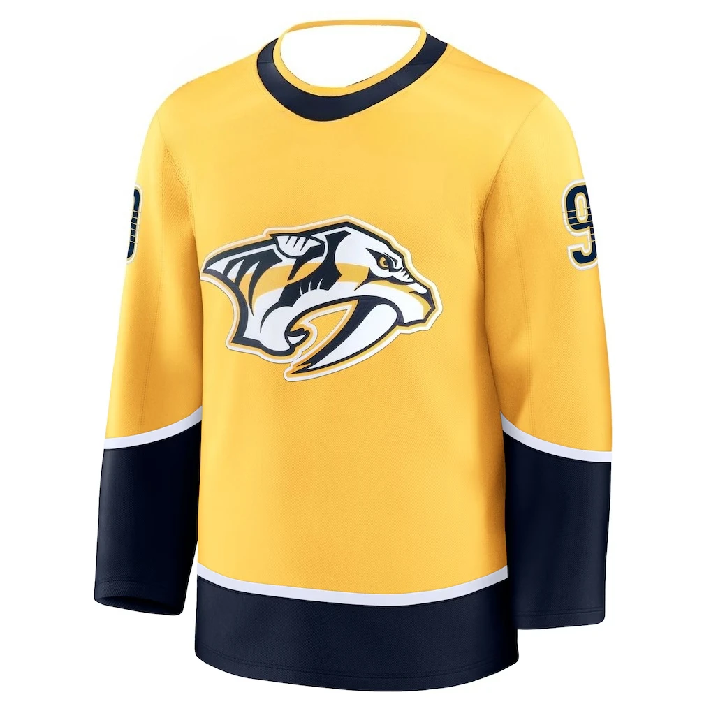 Hockey Jersey - Yellow with Navy/White Accents 