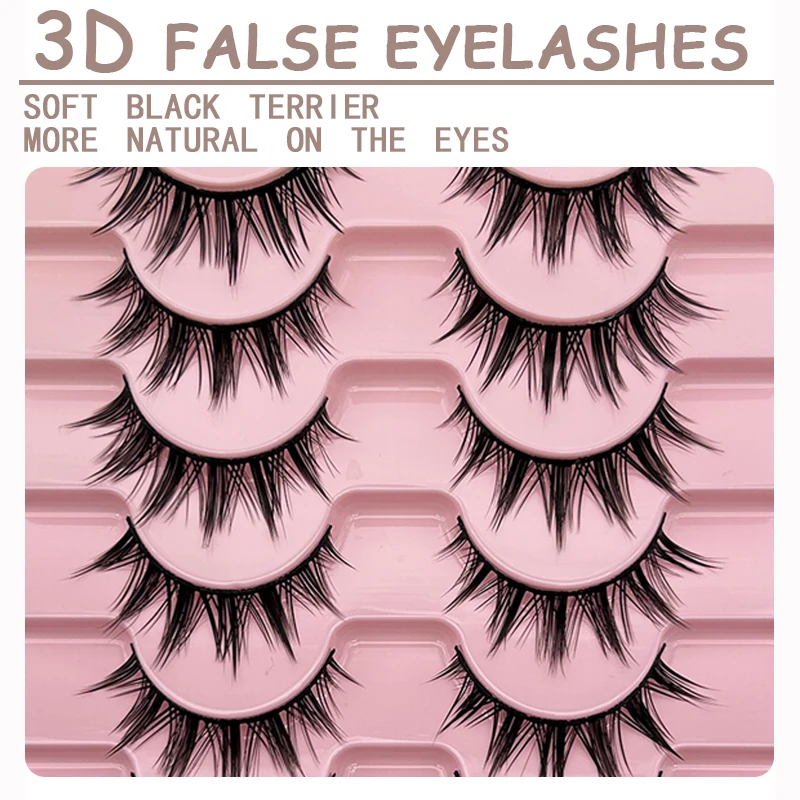 10 Paar bequeme Wimpern für den Alltag, Bühnenauftritt, mehrschichtige schwarze Stiele, natürliche falsche Wimpern, dick und l