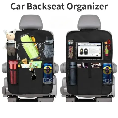 Car Backseat Organizer, Kick Mat Seat Protector with Touch Screen Tablet Holder, Auto Organizer for Kids Back Travel Accessories