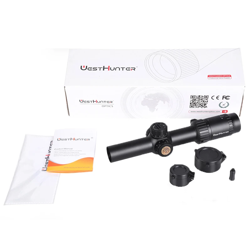WestHunter HD 1-6X24 IR LPVO Riflescopes R/G 조명 에칭 유리 레티클 사냥 시력 긴 눈 휴식 광학 시력