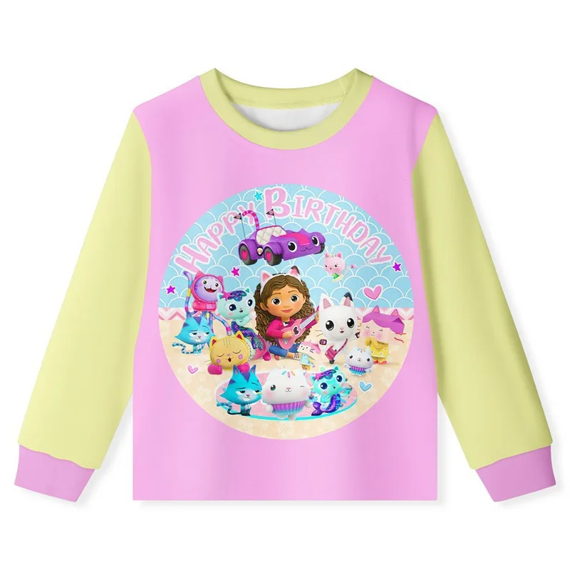 

New Child Home Clothes Gabby Dollhouses Pajamas Winter Warm Thermal Underwear Long Sleeve Tops Trousers Set Loungewear Gifts