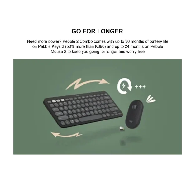 Original Logitech PEBBLE 2 COMBO Wireless Keyboard Mouse Combos Set Home Office Quiet Mouse Keyboard For Windows Pad Android IOS