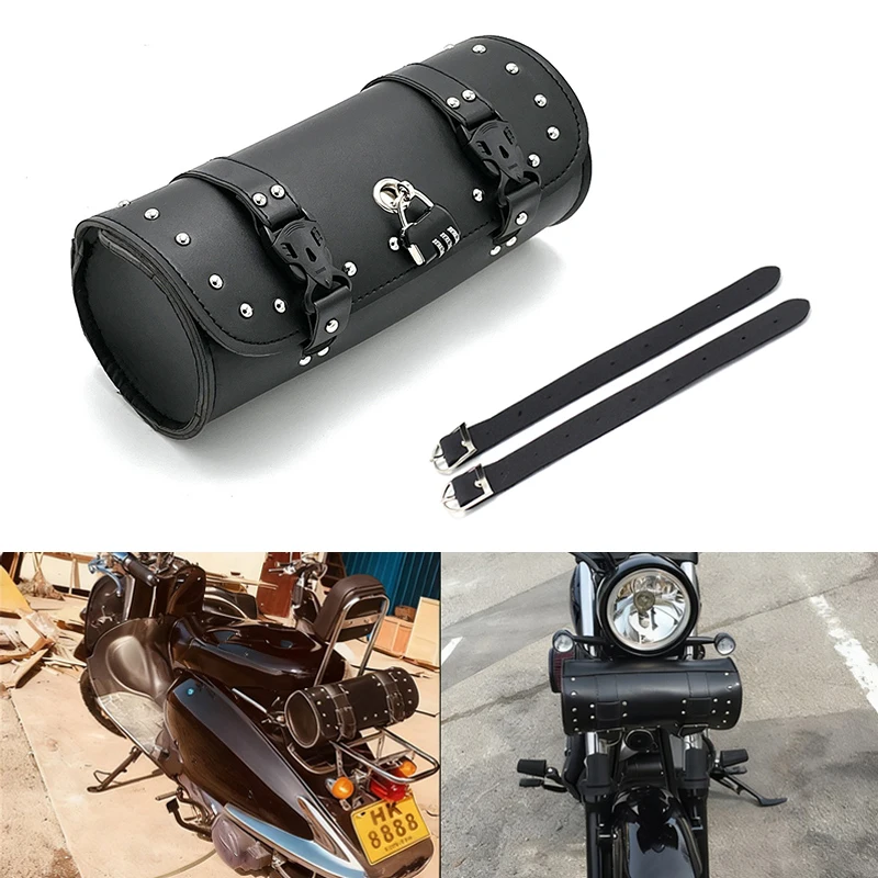 

Universal Motorcycle Side Bag Retro PU Leather Saddle Bag Luggage Tool Side Bag Waterproof For Sportster XL883 Cafe Racer Honda