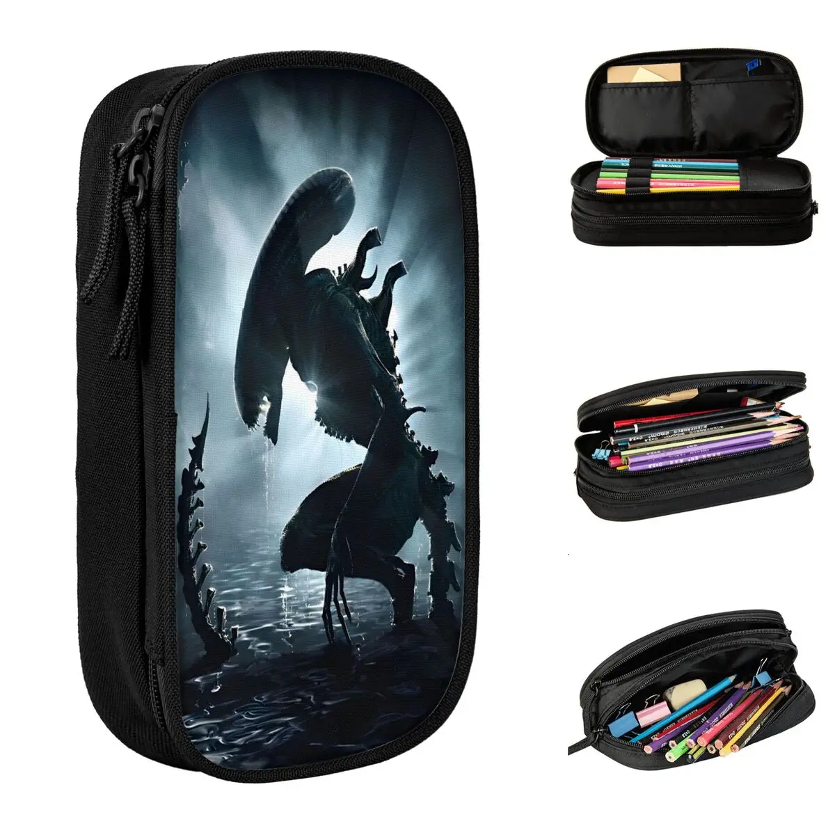 Movie Alien Xenomorph Pencil Cases Pen Bags Student Big Capacity Students School Gift Pencil Box