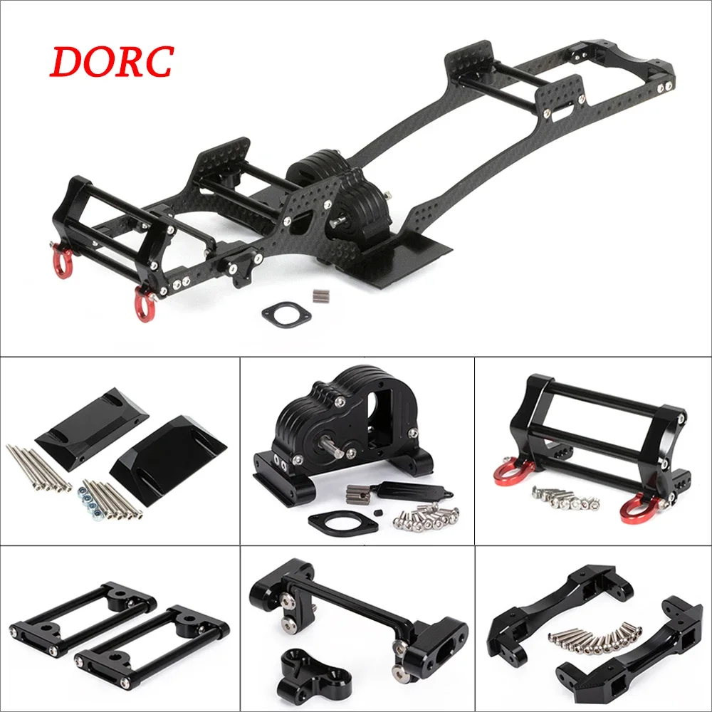 1/10 DIY Upgrade Parts Carbon Fiber LCG Chassis Kit Frame Rail Gearbox for RC Crawler SCX10 Lower Center of Gravity