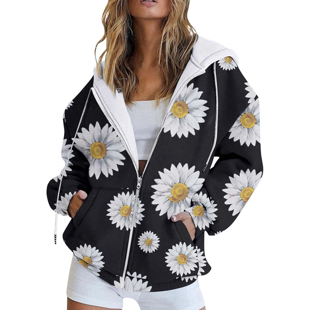 

Women's Sweater Hoodies Velvet Winter Casual 3D Digital Printed Urban Loose Zip-up Hoodie For Autumn And Winter Sweatshirts