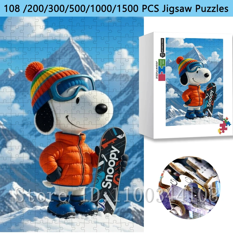 

Snoopy Winter Snowboard Puzzle108/200/300/500/1000/1500 Pieces Cartoon Puzzle Perfect Gift for Peanuts Fans