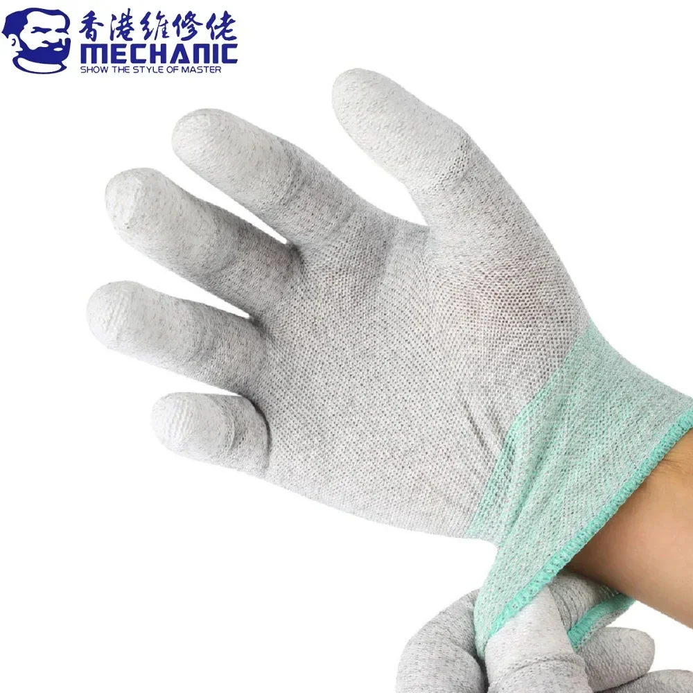 MECHANIC AS02 Anti-static Carbon Fiber Gloves PU Coating Layer Mobile Phone Electronic Parts Repair Protective Gloves