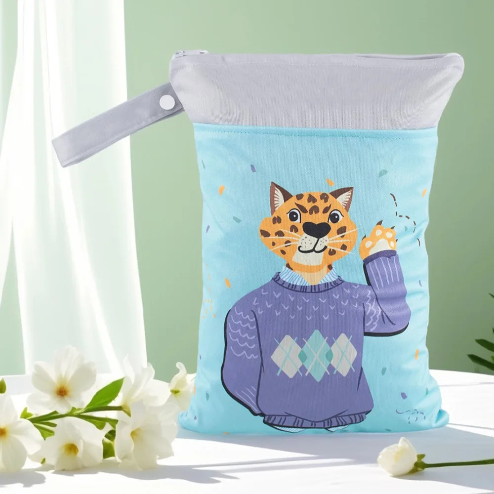 Borsa portaoggetti per separazione asciutta e bagnata stampata a fumetti per bambini 25 * 35 cm Custodia organizzativa impermeabile con stampa di posizionamento