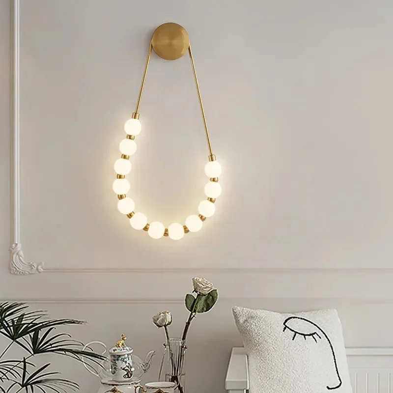 

Creative Necklace LED Wall Lights Gold Black Metal White Acrylic Sconce for Hotel Parlor Bedroom Aisle Corridor Home Art Deco