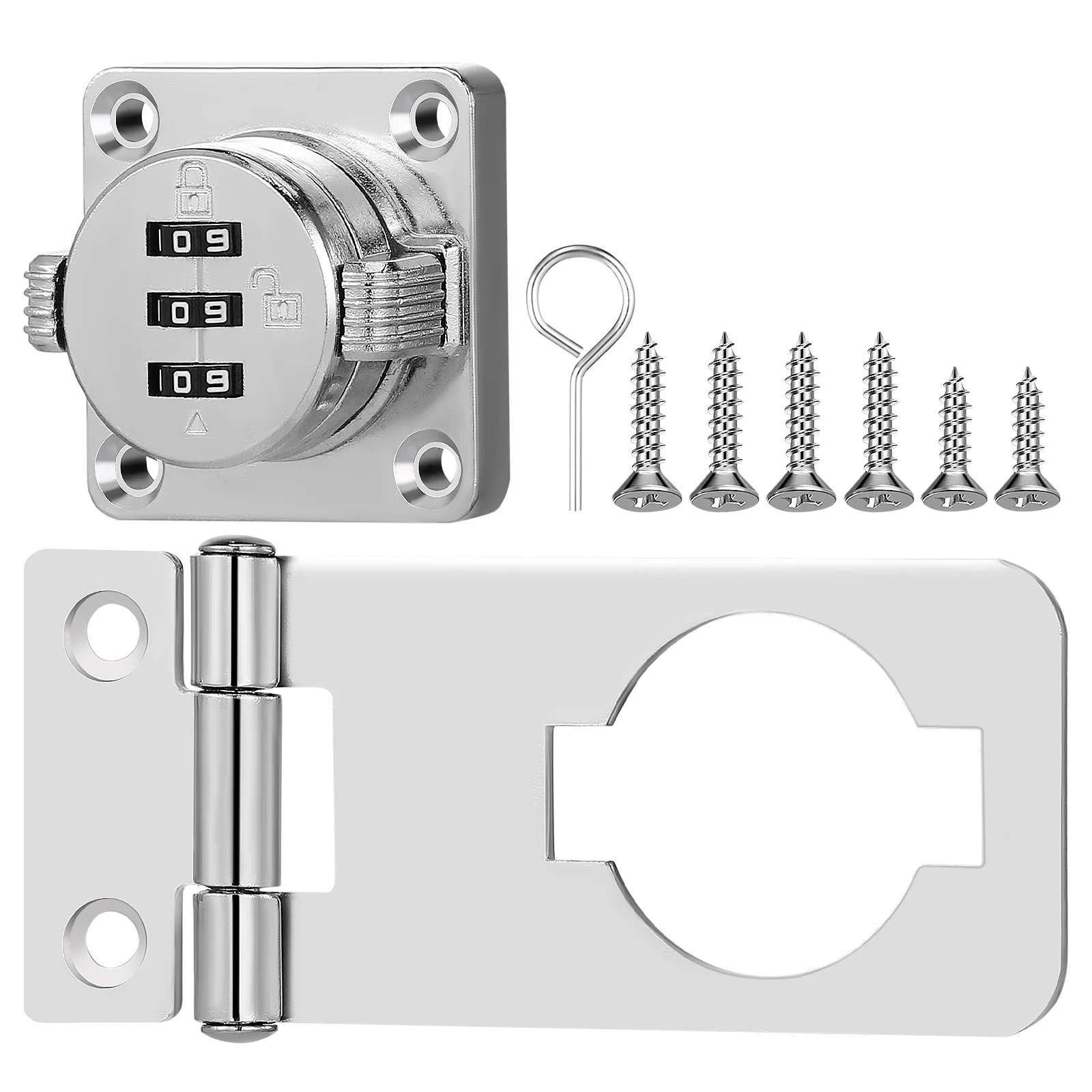 

Cabinet Door Locks Combination Hasp Lock for Double Doors Password Latch Silver Locker Camper Baby Drawer Closet Locks with