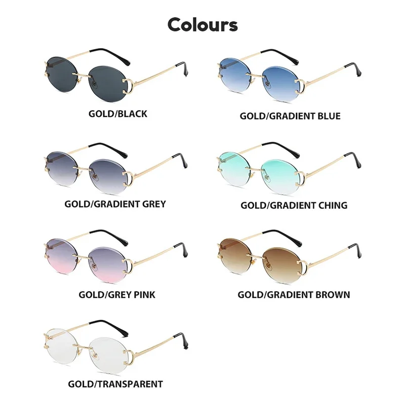 Trendy Sunglasses For Woman Summer Rimless Sunglass Oval Fashion Brand Designer Shades Pink Women\'s Sun Glasses UV400