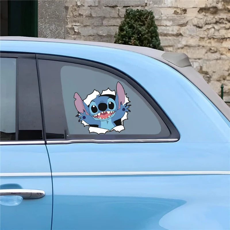 

New Disney Lilo&stitch Cute Cartoon Car Sticker Auto Window Driving Mirror Decals Rear Windshield Anime Figure Car Decor Gifts