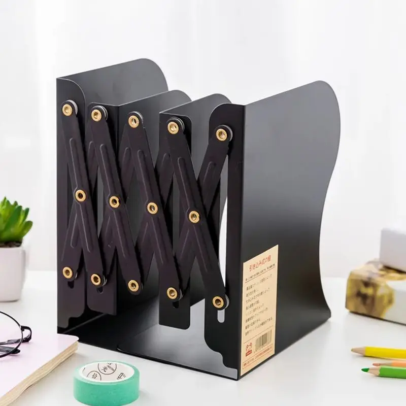 格納式の調節可能なブックエンド、本棚、大型スチールプレート、デスクブックオーガナイザー、学生用リーダー