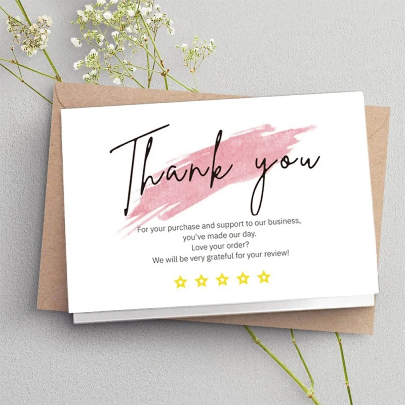 30Pcs Flowers Gratitude Cards Student Office Supplies Birthday Invitations Blessings Cards Gift Packaging Cards