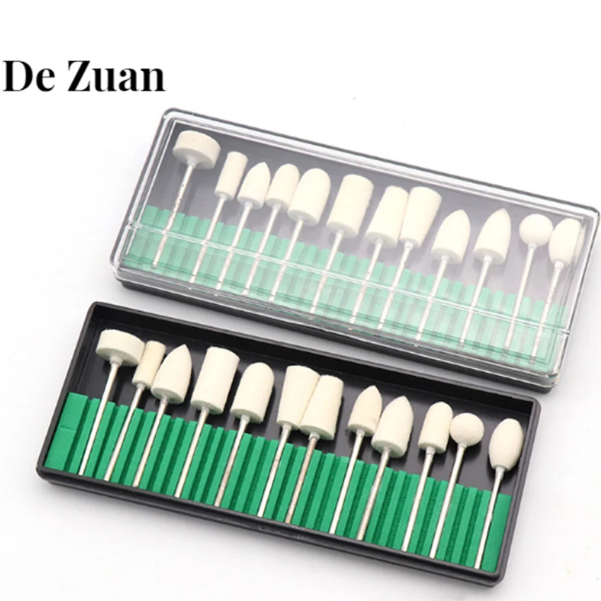 12Pcs/Box Dental Lab Grinding Buffing Wool Polishing Brush Grinder Brushes Felt Mounted Wheel Rotary Tool