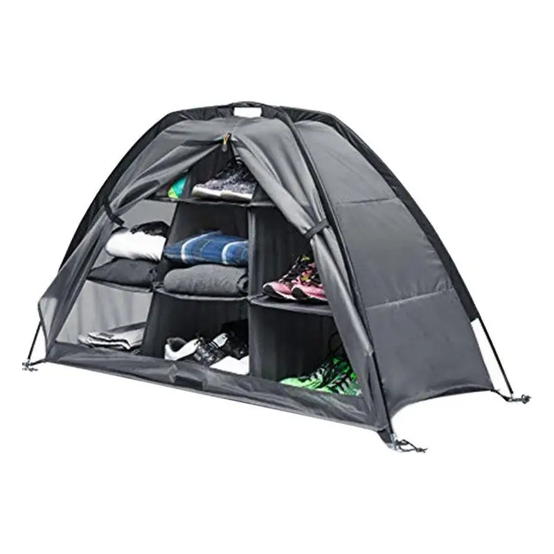 Outdoor Storage Shed 9 Grid Foldable Zipper Tent 210D Oxford Cloth Storage Supplies for Barbecue Camping and Outdoor Dining