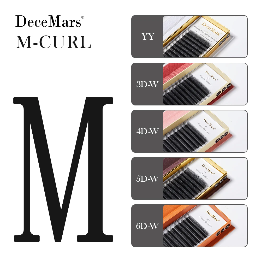 DeceMars L-curl M Curl YY 3D 4D 5D 6D Extensión de pestañas 12 líneas