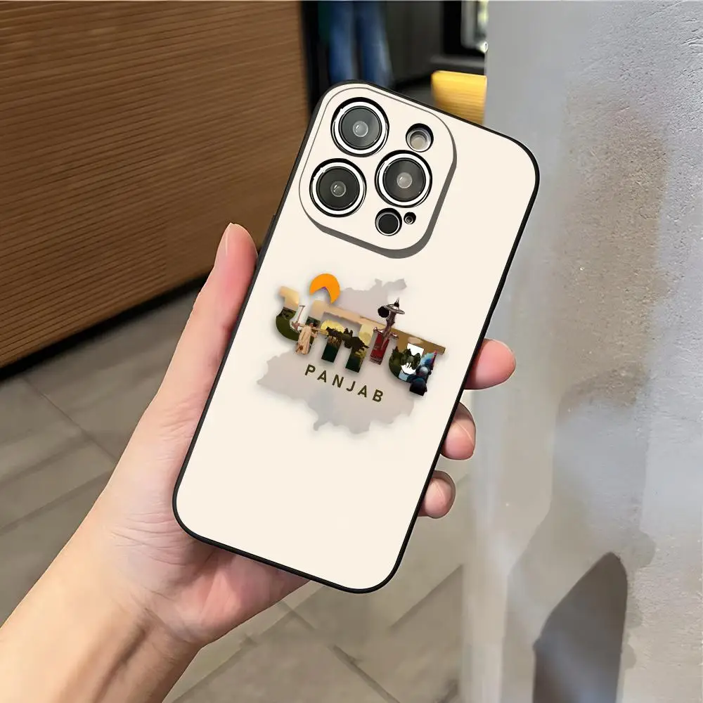 حافظة هاتف P-Punjab Map لهاتف آيفون 17 Ari 16 E Pro Max 15 14 13 Mini 12 Pro 11 XS Max 7 8 Plus غلاف ناعم أسود