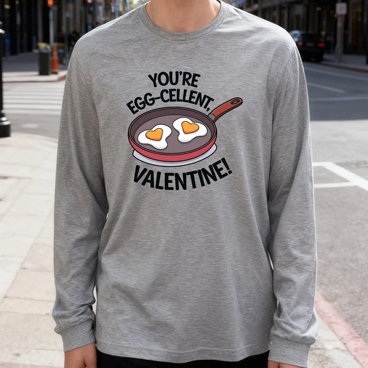 تي شيرت رجالي بأكمام طويلة من Egg Cellent 180 جرام 100% قطن مطبوع برقبة دائرية ملابس يومية غير رسمية ناعمة وقابلة للتنفس