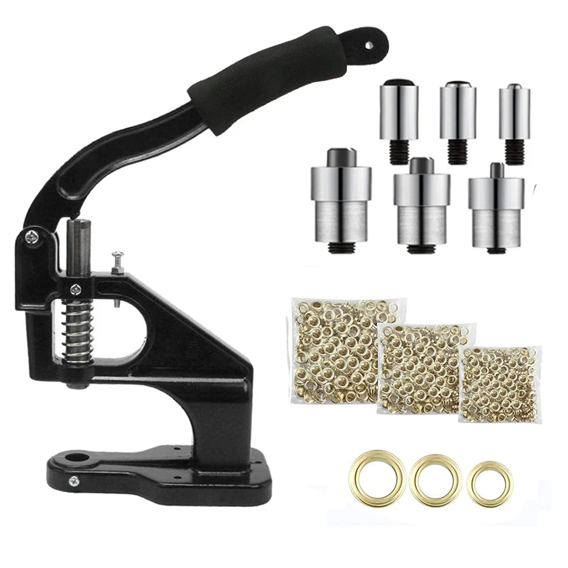 Hand Press Machine Metal Dies Mold Eyelet Double Cap Rivets Snap Buttons  Fastener Press Tool with 3 Dies For Leather Handmade