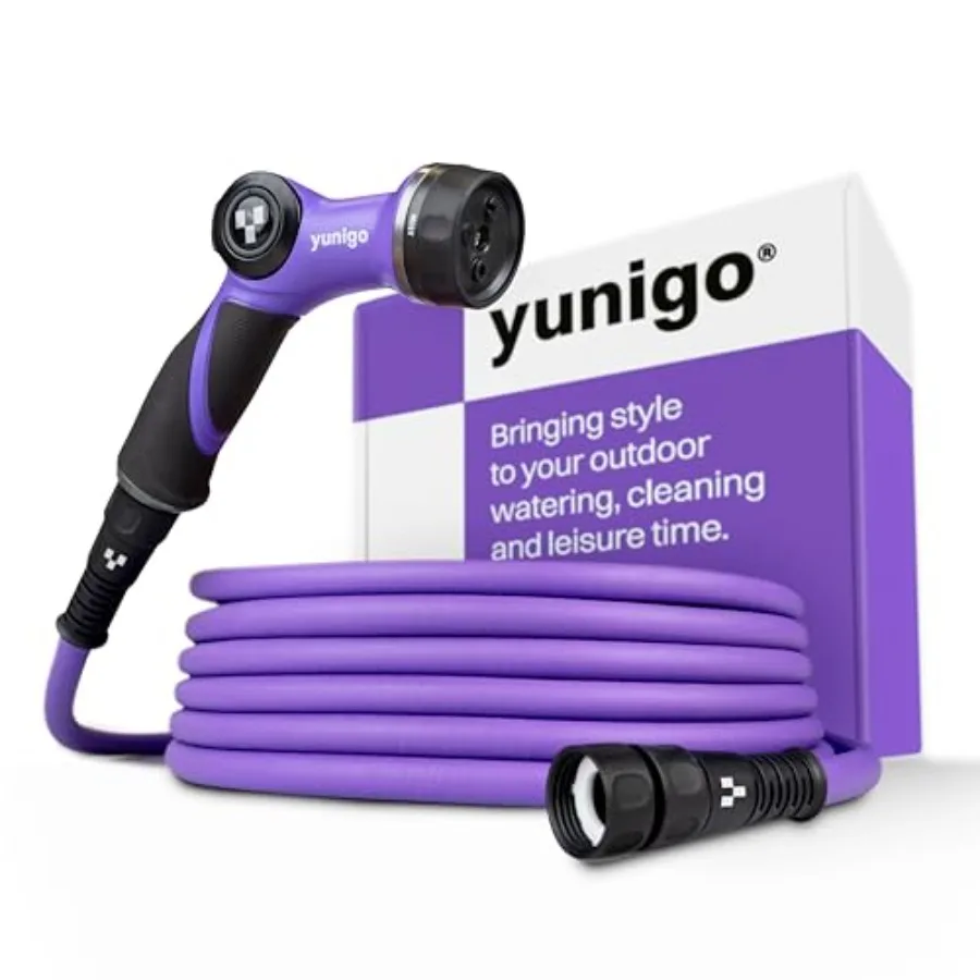 

Растягивающийся фиолетовый садовый шланг с защитой от перегибов, легкий, с прочными алюминиевыми фитингами, насадкой-распылителем и ремкомплектом для дома