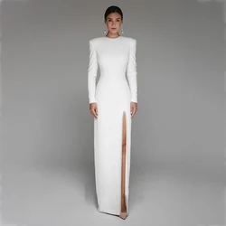Customized Civil Wedding Dresses Full Sleeves Floor Length Bridal Gowns For Women Simple O-Neck Wedding Gowns Vestidos Novia