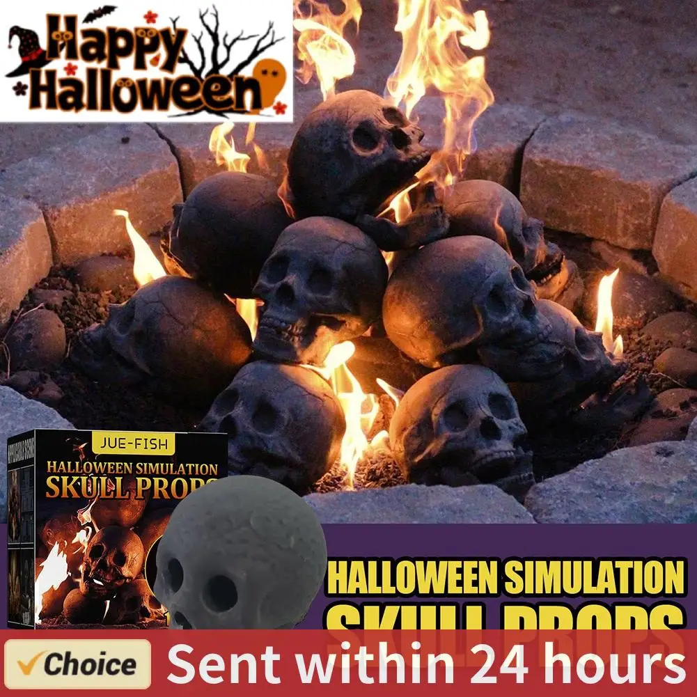 Ceramic Fire Pit Skull Home Accessorie Fire Pit Skeleton Head Party Ornament Halloween Scene Layout for Outdoor Garden Barbecue