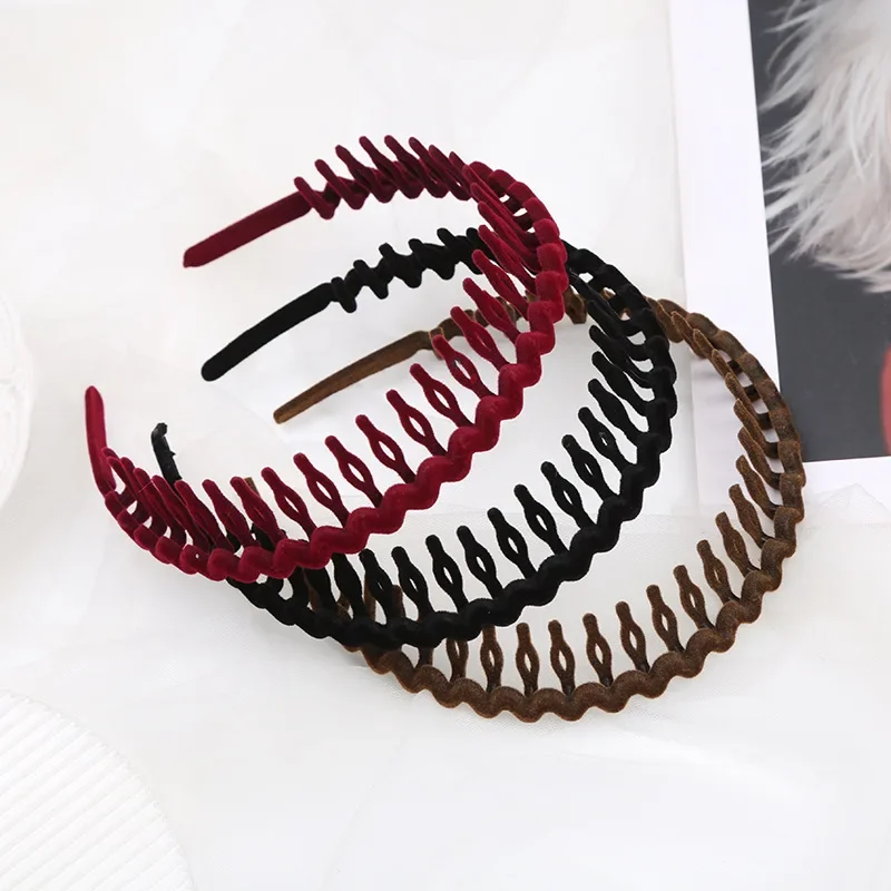 

3pcs New Styles Frosted Color Headband Women's Non-slip Band Teeth Simple Pressure Headband Face Headband Hair Accessories