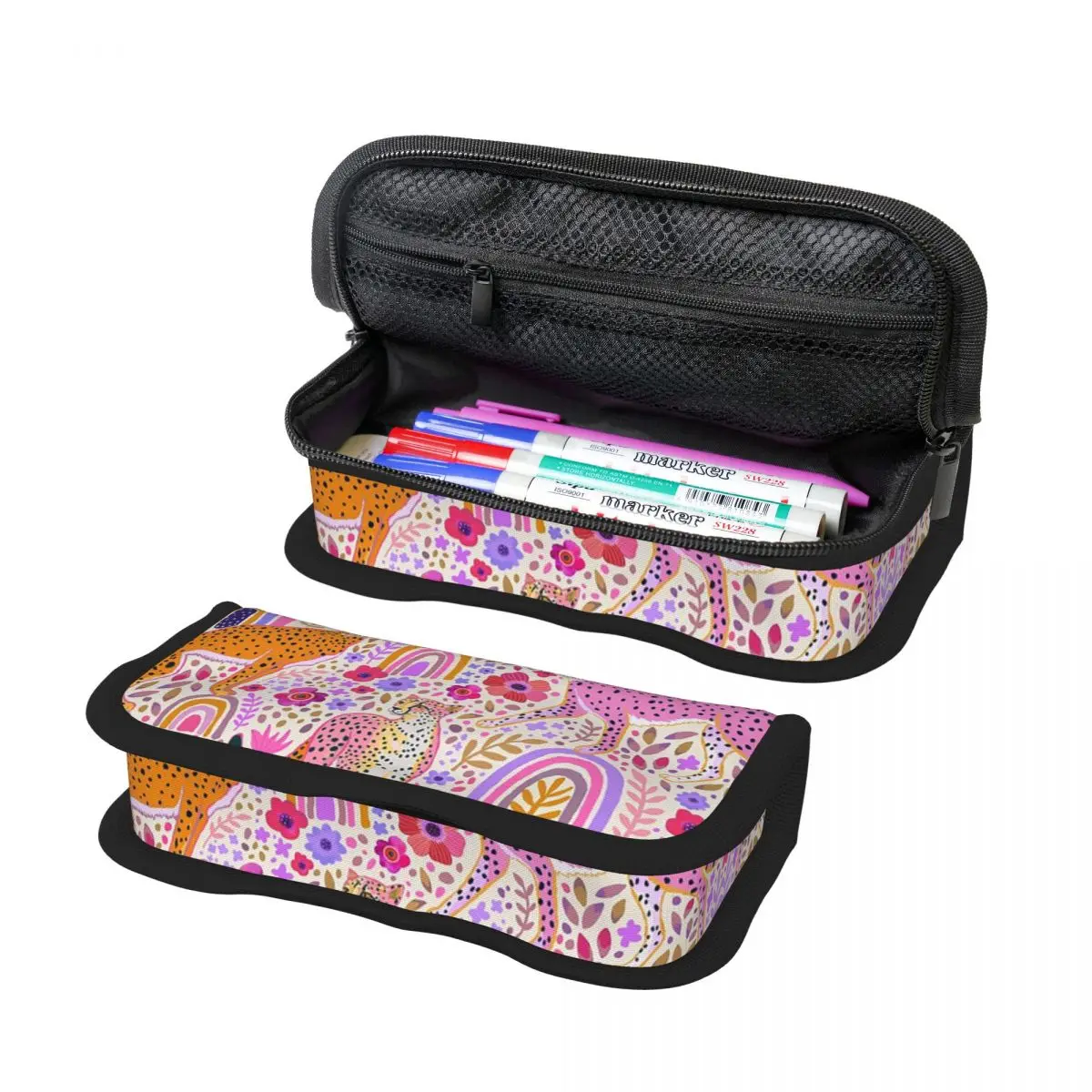 

Cheetah's In A Rainbow Pencil Case for Studen Gifts Pen Box Pencil Bag Stationery Supplies Pen Holder Bag