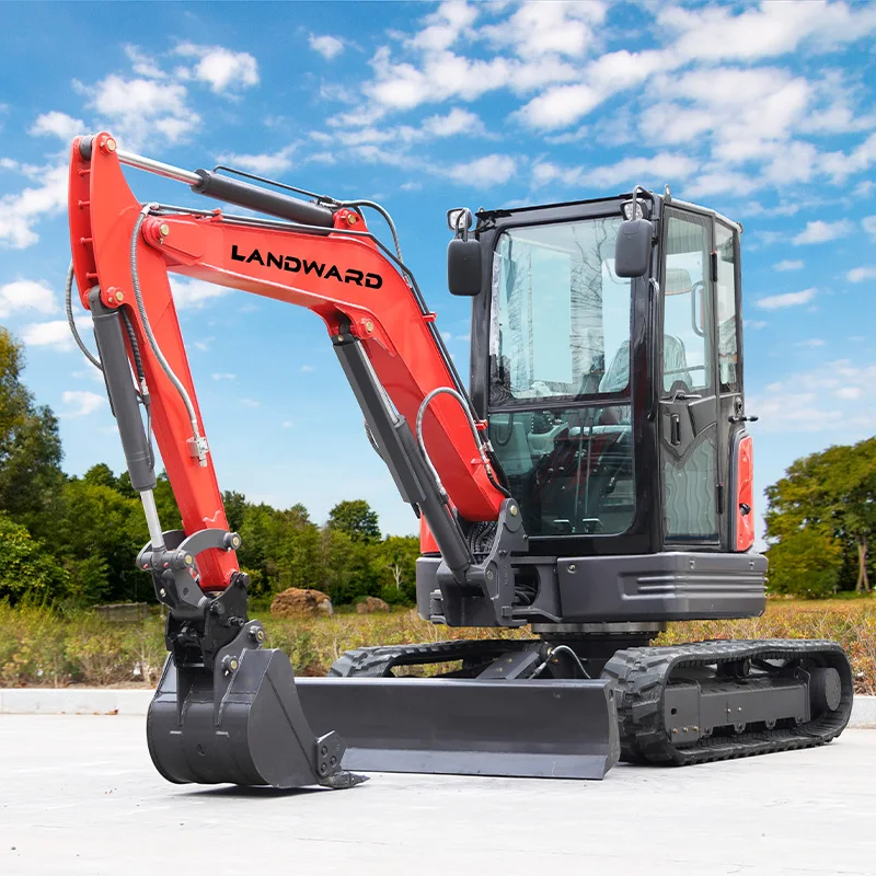 3 Tons Excavator Machinery Construction Site Mini Digger Excavator KUBOTA Engine Cab Mini Excavator For Sale LANDWARD Customized