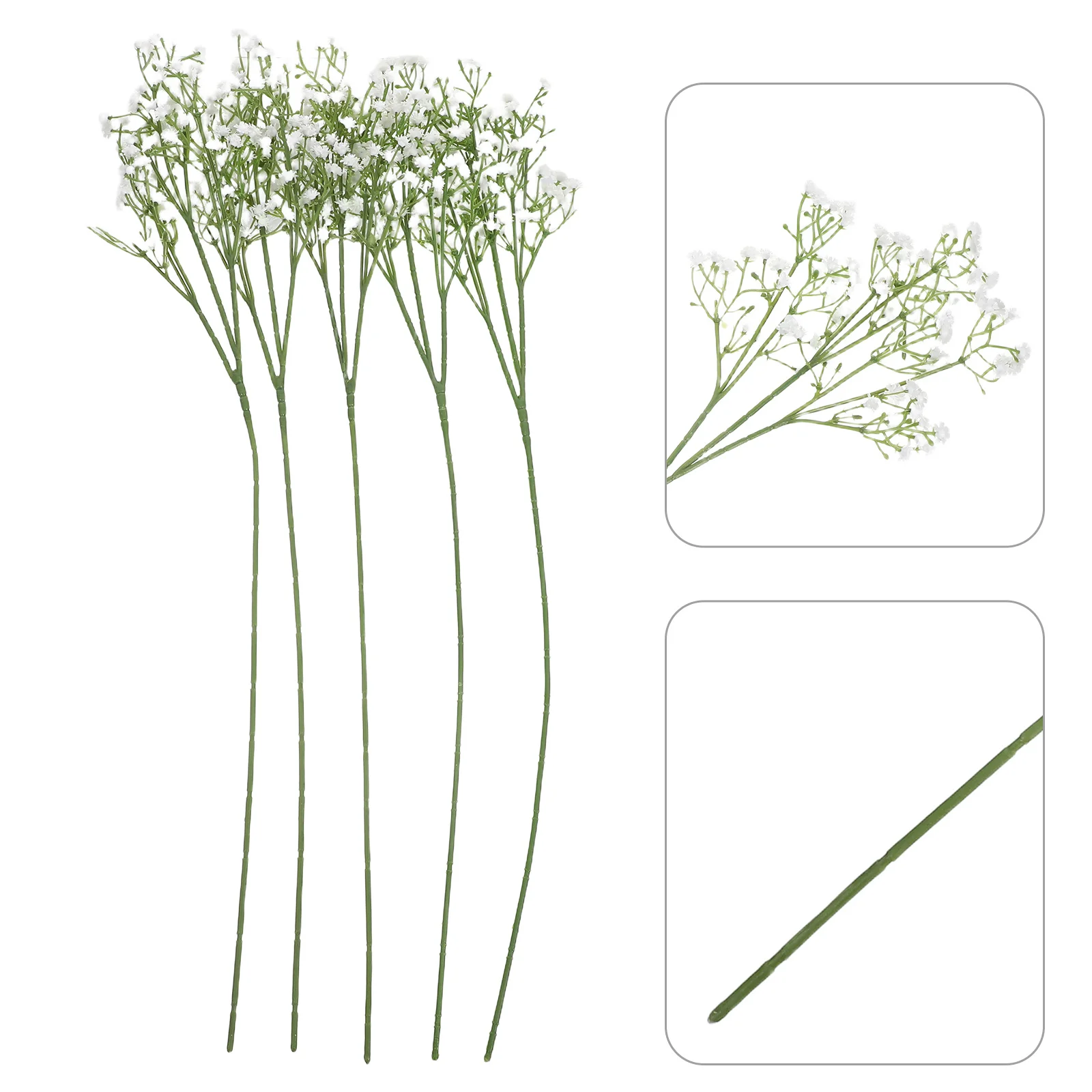 

5Pcs Artificial Breath Flowers Faux Silk Gypsophila White Bouquet Wedding Floral Arrangement Centerpiece Party Decoration