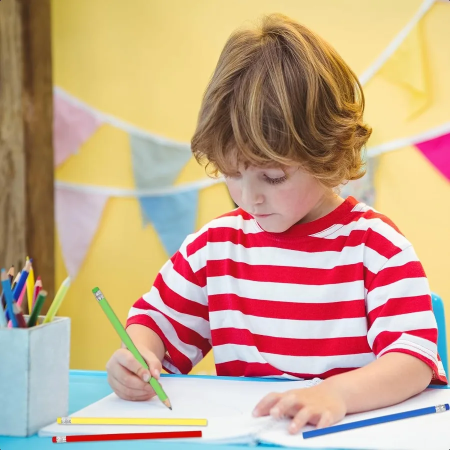 48 قطعة من أقلام الرصاص الملونة مع ممحاة، قلم رصاص خشبي ملون بألوان قوس قزح، أقلام رسم غير شحذة لطلاب العودة إلى المدرسة