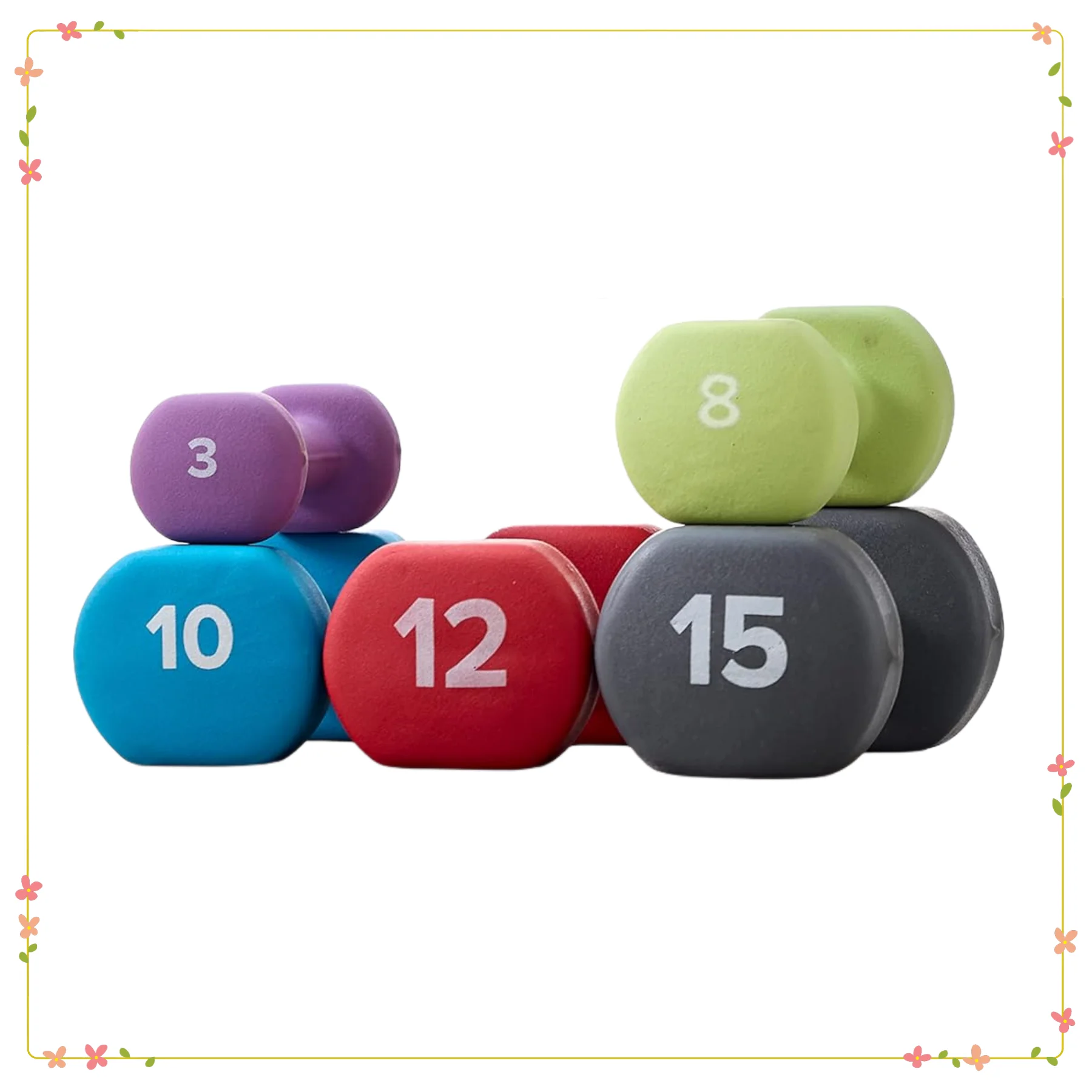 Peso de mano con mancuernas (vendido en solteros): mancuernas de ejercicio y fitness recubiertas de neopreno para equipos de gimnasio en casa