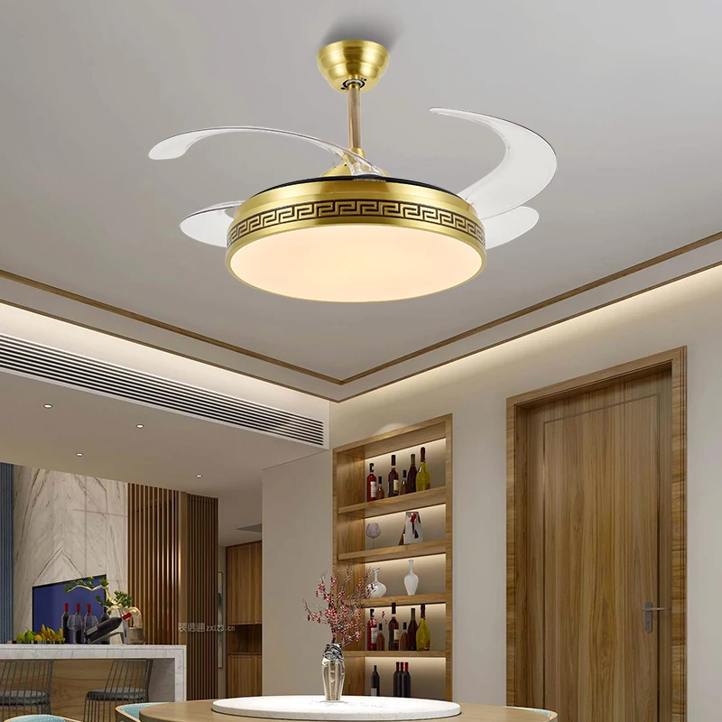 Modern simple fan lamp frequency conversion large wind power living room dining room bedroom one ceiling fan lamp