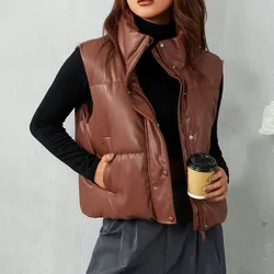 Women Fall Winter Puffer Vests Jackets Warm Sleeveless Coats Harajuku 2022 y2k Clothes Luxury Vintage Crop Waistcoat Streetwear