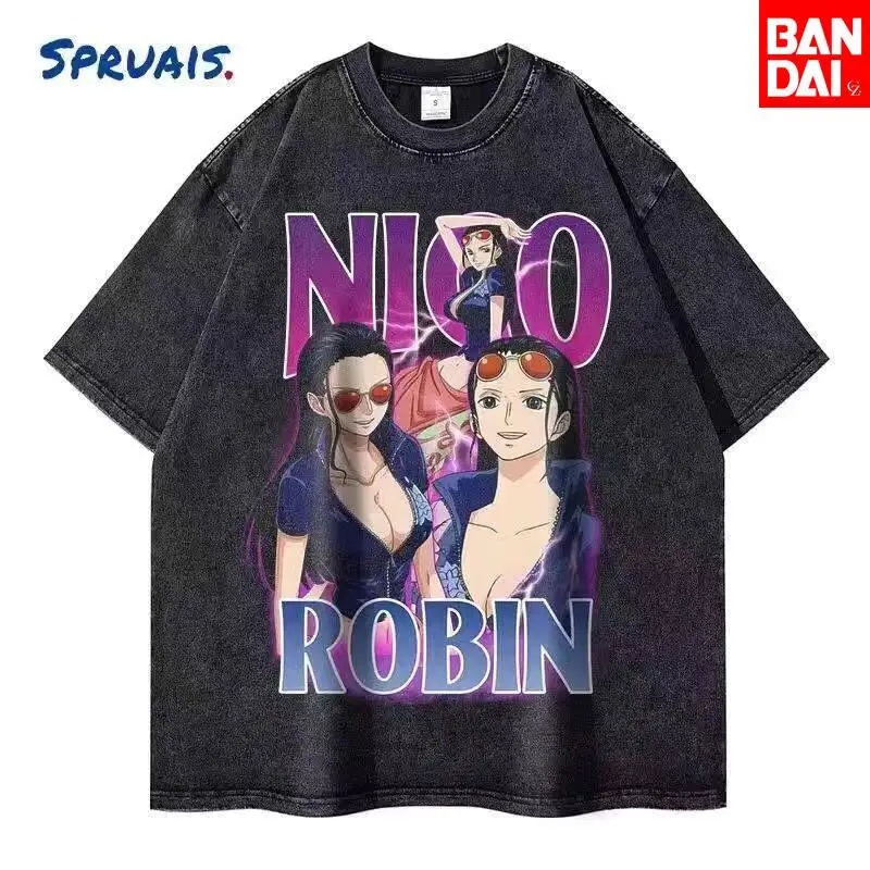 

one piece portgas d ace whitebeard pirates fire fist vintage washed t shirt 2026 summer graphic tee for men women casual tops