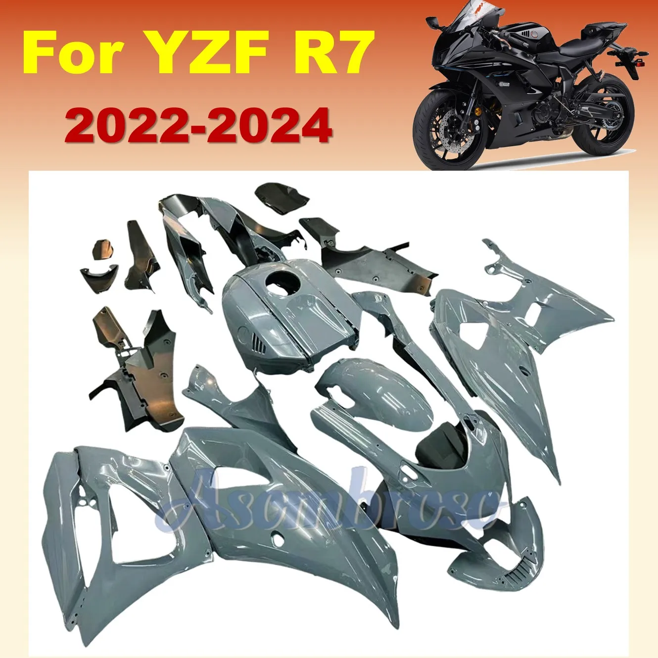 Full Fairings Kit fit For Yamaha YZFR7 2021 2022 2023 2024 yzf-r7 21-24 Motorcycle Bodywork Nardo Grey Colour Fairing Shell
