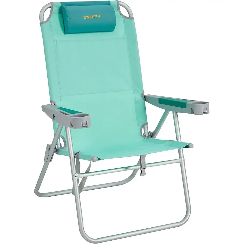 Oversized Beach Chair 5-Position Adjustable Ergonomic Folding Backpack Chair High Back Support Durable Portable Beach Lounger