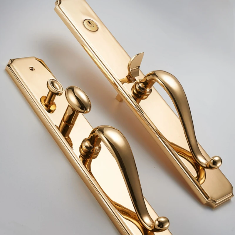 Imagem -05 - Bronze Sólido Retro Bronze Villa Fechadura da Porta Segurança Fechadura da Porta do Hotel Entrada Dupla-abertura Folio Conjunto Fechadura da Porta de Madeira Alta Qualidade de