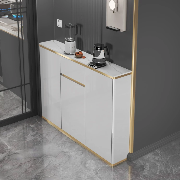 

Wooden Modern Sideboard Luxury Marble Top Living Room Tea Table Console Unique Fashionable Buffet Cabinet