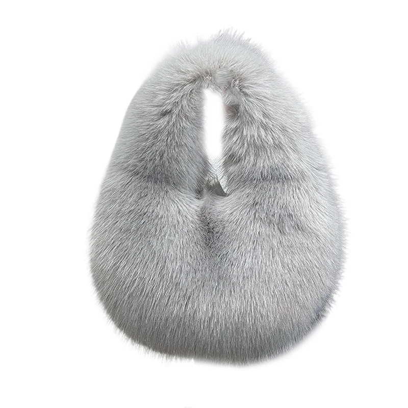 Luxury Faux Fur Ladies Shoulder Bag Soft Plush Women's Evening Tote Handbag Women's Clutch Fluffy Crossbody Bag image 6
