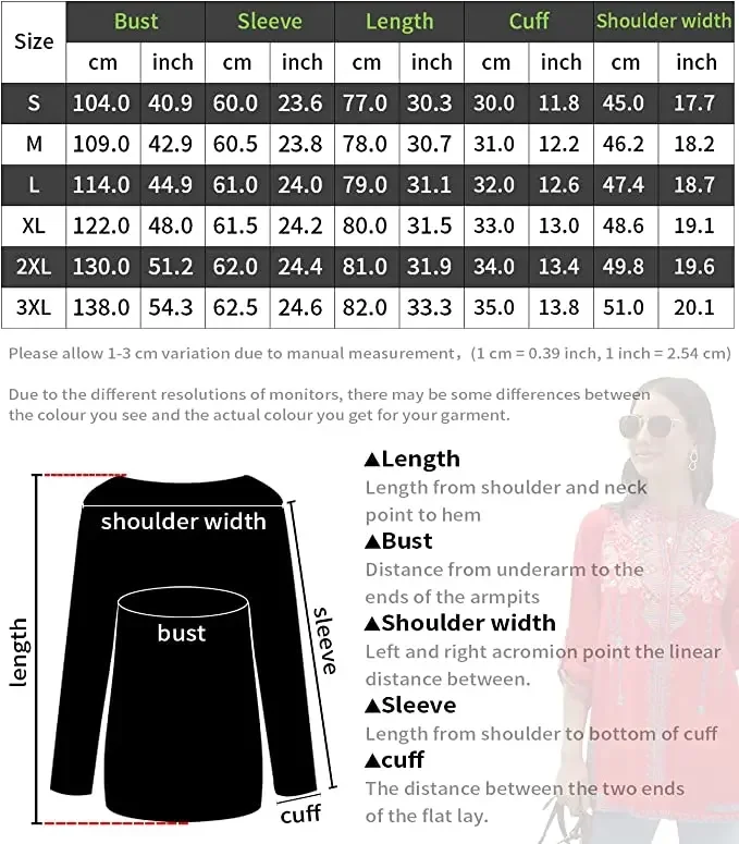 Eaeovni Women\'s Mexican Boho Embroidered Tops and Blouses Peasant Bohemian Ladies Long Sleeve Tunic Shirt Cotton Clothing