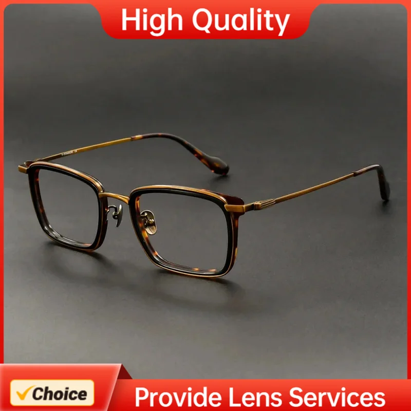 

MATSUDA-Style Timeless Gilded Titanium Acetate Sharp Square Eyeglasses Frame for Urban Walks Retro Men's Women's Eyewear GMS632