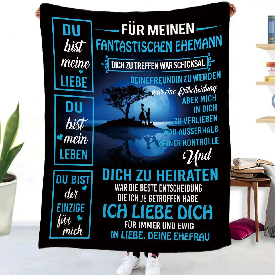 Flanelldecke mit deutschen Buchstaben „To My Daughter Son“, Weihnachtsgeschenk, warme Überwurfdecke für Bett, Sofa, Couch, Geburtstagsgeschenke, Heimkönigin – Detail 19