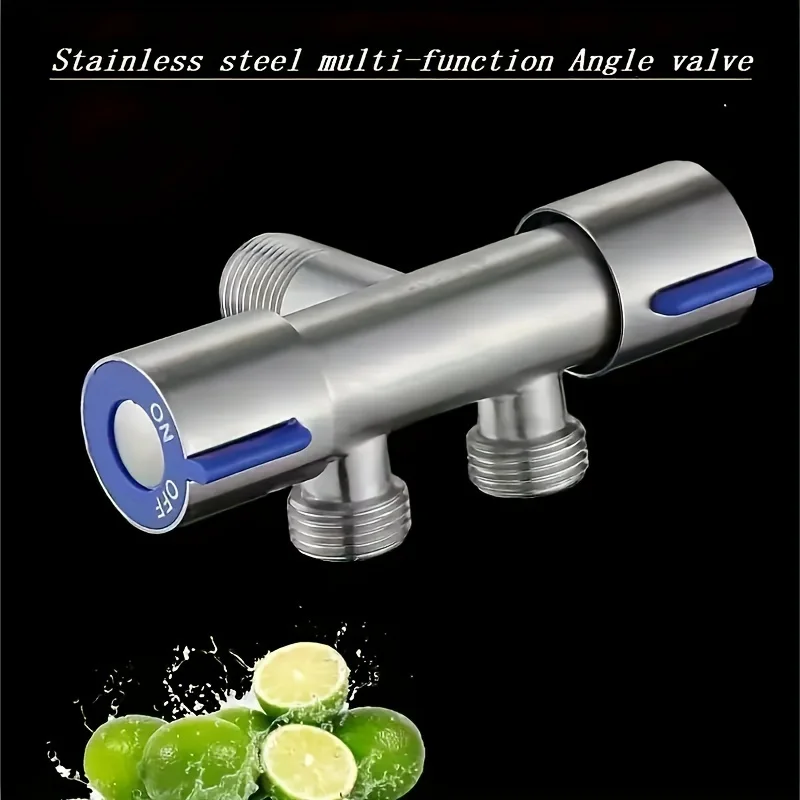 

1pcs 304 stainless steel double control Angle valve one in two out double switch triangle valve Stainless steel three-way Angle