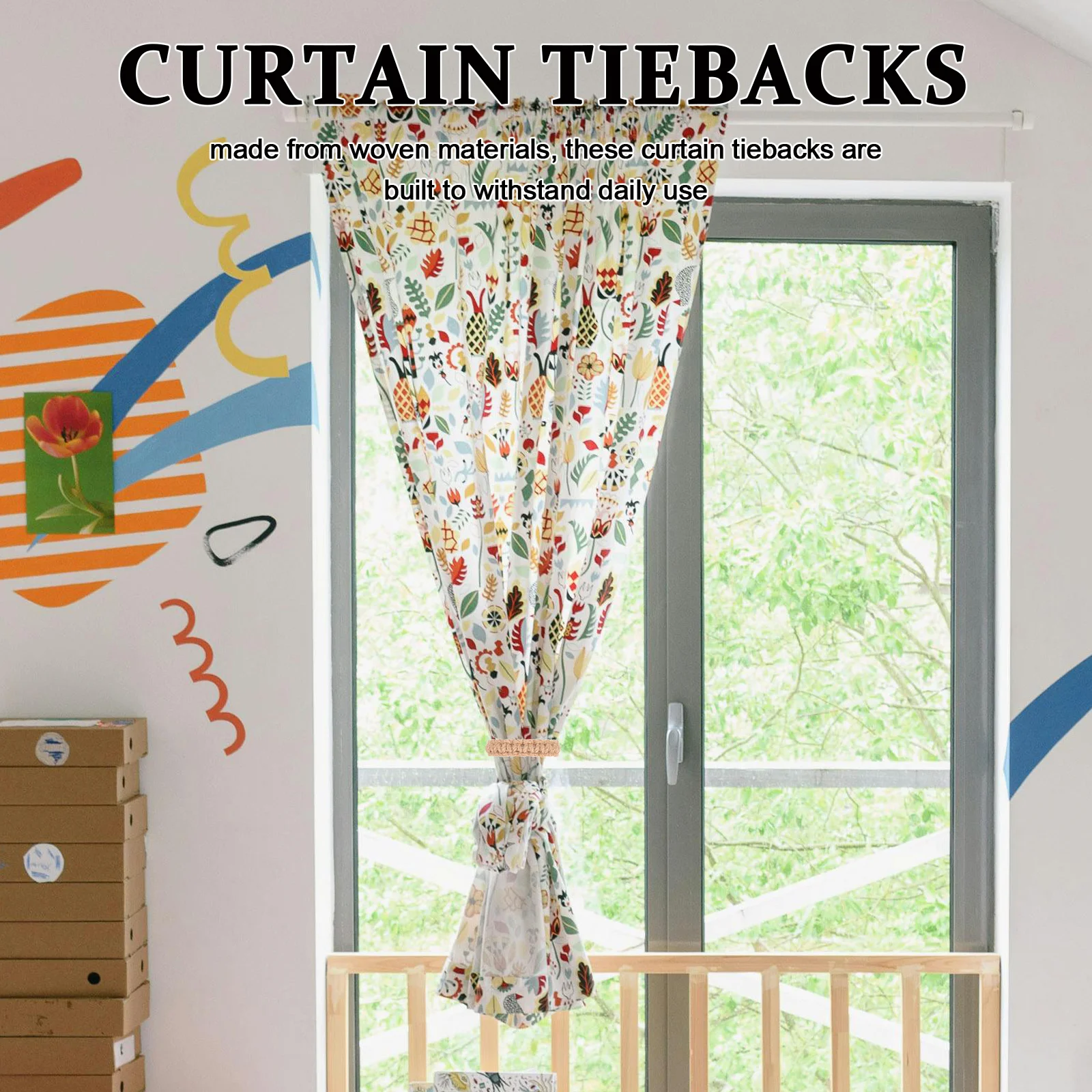 

4Pcs Nordic Style Handmade Braided Curtain Tiebacks Rustic Jute Tie Backs Decorative Holdbacks for Drapes Boho Curtain