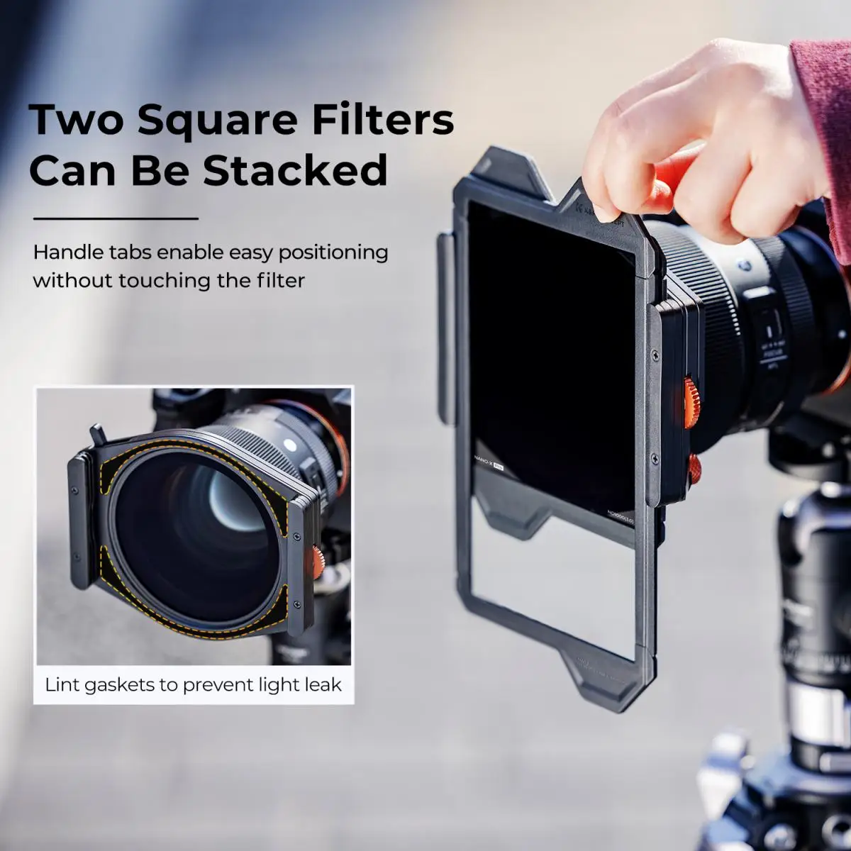 K&F Concept Square Filter Holder Kits 95mm CPL Filter Square Soft GND8 Square ND1000 Filter with 67mm-82mm Adapter Rings X Pro