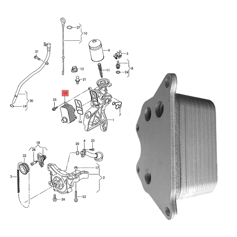 Engine Oil Cooler 06J117021D EA888 For VW Jetta Passat Seat Skoda  A4 A5 Q5 1.8 2.0 Oil Radiator Cooler 06J117021M