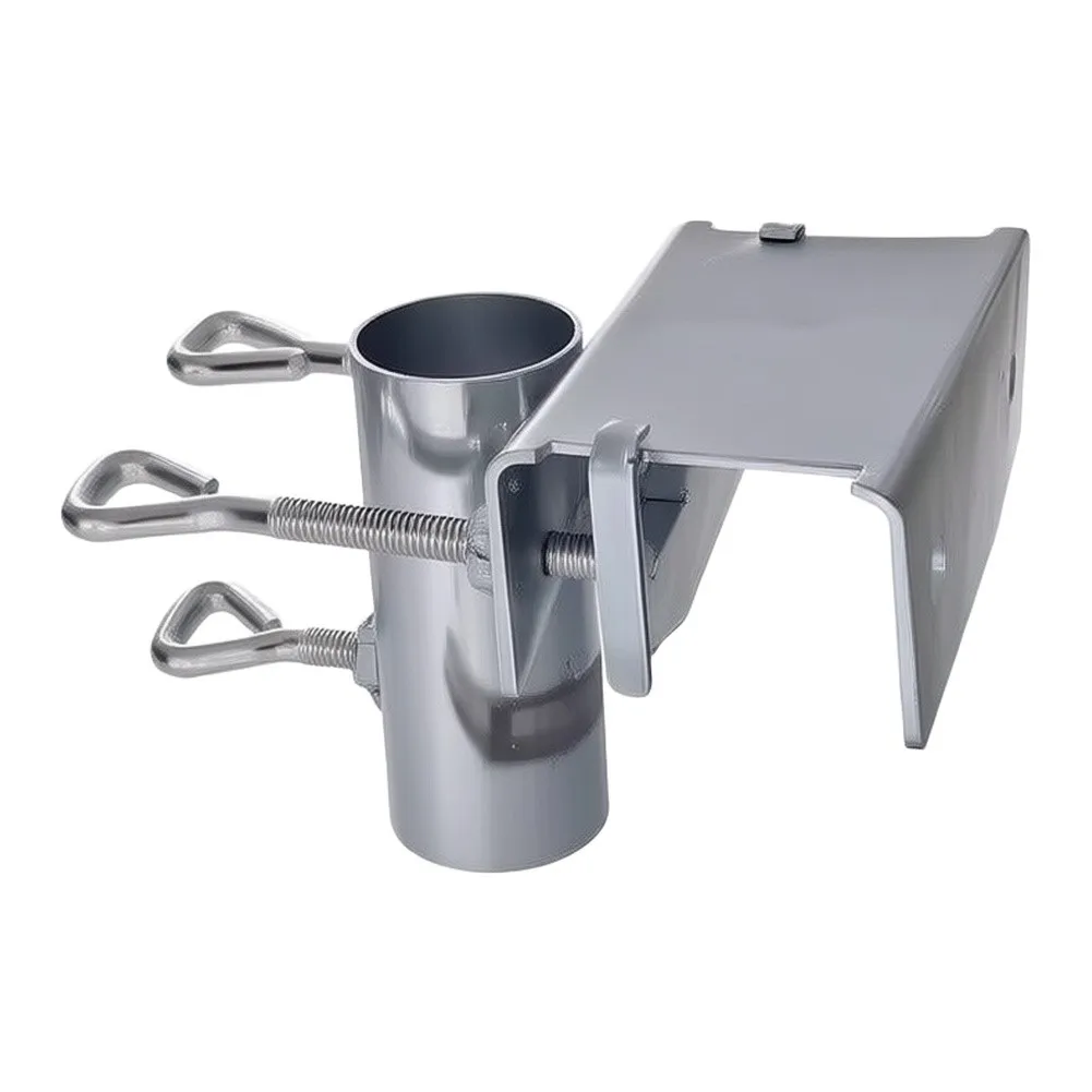 Metal Balcony Umbrella Fixing Rack With Hooks Adjustable Rail Mount Clamp For Patio Table Rust-Resistant Sun Shade Bracket